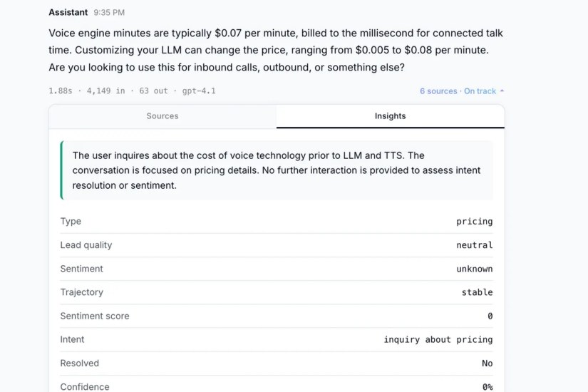 Conversation intelligence — live scoring, intent, sentiment, and resolution